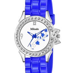 Mikado Women Blue Brass Embellished Dial & Blue Leather Straps Analogue Watch-image-51