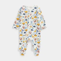 mothercare Infants Pure Cotton Dinosaur Printed Sleepsuit-16
