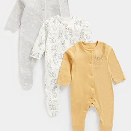 mothercare Infants Pack of 3 Printed Pure Cotton Sleepsuits-image-3