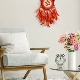 DULI Red & Orange Colored Om Printed Hanging Dream Catcher Windchimes-24