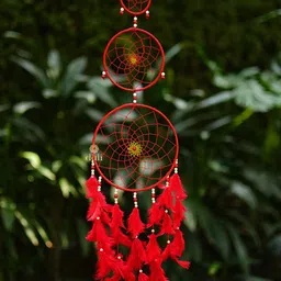 DULI Red Dream Catcher Hanging with Feathers-15