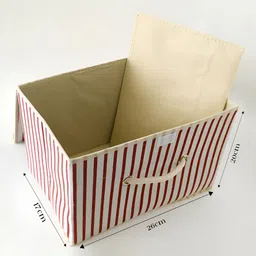 Kuber Industries Red & White Fabric Fruit and Vegetable Basket-58