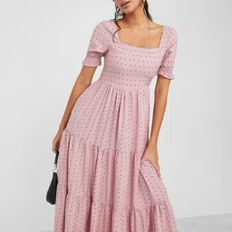 Styli Women Pink Printed Maxi Dress-picture-9