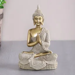 tayhaa Grey Stone Dust Buddha Idol by Aapno Rajasthan-picture-23