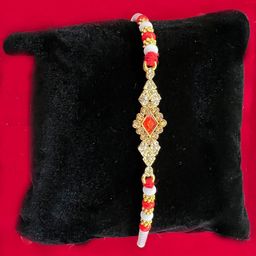 Vembley Men Red & Gold-toned Beaded Thread Rakhi-image-100