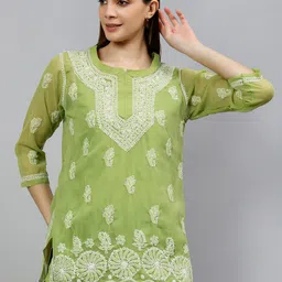 Seva Chikan Lucknowi Chikankari Straight Kurti With Inner-picture-13