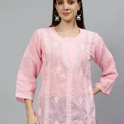 Seva Chikan Ethnic Motifs Embroidered Chikankari Straight Kurti-picture-45
