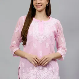 Seva Chikan Ethnic Motifs Embroidered Chikankari Straight Kurti With Inner-picture-33