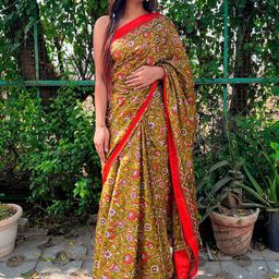 KALINI Ethnic Motifs Printed Poly Cotton Bagru Saree-image-18