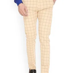 FUBAR Men Checked Mid-Rise Relaxed Slim Fit Easy Wash Trousers-picture-9