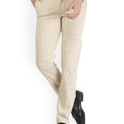FUBAR Men Checked Relaxed Slim Fit Easy Wash Regular Trousers-image-86