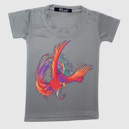RISH Kids Grey Colourful Phoenix Printed T-shirt-image-67