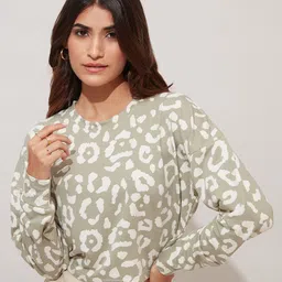 20Dresses Women Green Printed Sweatshirt-image-60