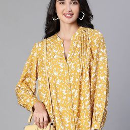 Oxolloxo Floral Print Mandarin Collar Crepe Shirt Style Top-image-93