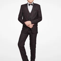 Jeetethnics Boys 4-Piece Partywear Checked Single-Breasted Suit-image-98