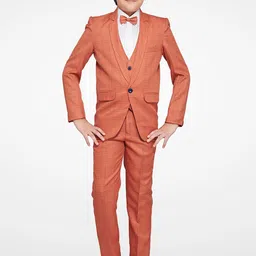 Jeetethnics Boys Peach Checked 4-Piece Single-Breasted Partywear Suit-image-44
