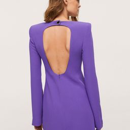 MANGO Purple Solid Back Cut-Out Mini Sheath Dress-image-51