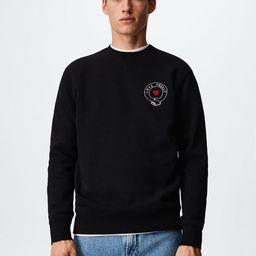 MANGO MAN Navy Blue Embroidered Sustainable Sweatshirt-image-19