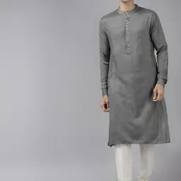 See Designs Men Grey Thread Work Kurta with Trousers-picture-12
