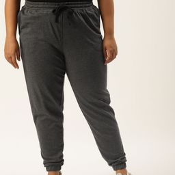 Rute Women Plus Size Charcoal Solid Cropped Joggers-picture-36