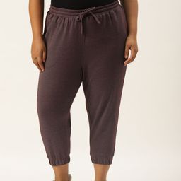 Rute Women Plus Size Brown Solid Cropped Joggers-17