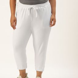 Rute Women Plus Size White Solid Cropped Joggers-image-14