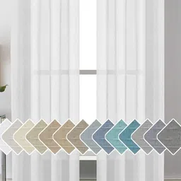 RIDHAAN White & Blue 2 Pieces Sheer Long Door Curtains-picture-47