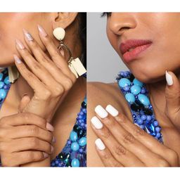 LICK Pack Of 2 Acrylic Press on Nails With Quick Dry Glue - Snow White & Beige Sparkles-31