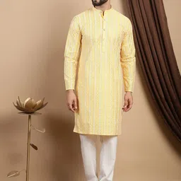 Anouk Floral Embroidered Regular Thread Work Pure Cotton Straight Kurta With Churidar-picture-15