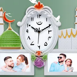 Attractionz White & Green Textured Contemporary Wall Clock-3