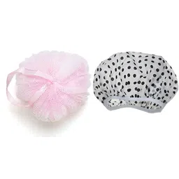 basicare Pink & White 2 piece Ethnic Motifs Plastic Bath Accessories Set-19