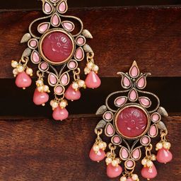 OOMPH Pink Floral Drop Earrings-46