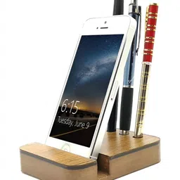 VAH Kya Bat Hai !! Brown Rectangle Wooden Mobile Stand-29