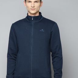 Alcis Men Navy Blue Solid Cotton Running Sporty Jacket-26