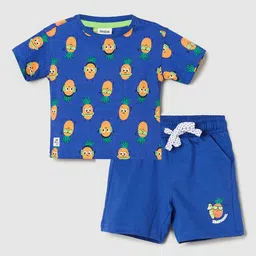 max Boys Conversational Printed Pure Cotton T-shirt With Shorts-picture-10