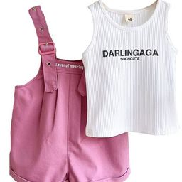 StyleCast x Revolte Girls Typography printed Pure Cotton Top with Shorts & Suspenders-image-70