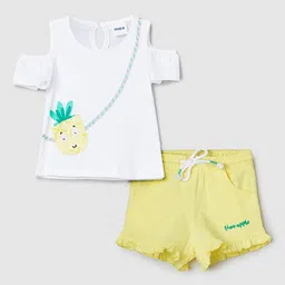 max Girls Printed Pure Cotton Top With Shorts-picture-35