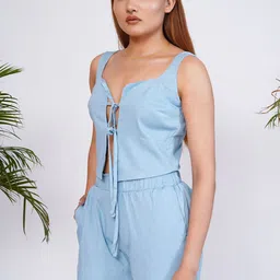 Salvia Sky Scoop Neck Sleeveless Tie-Ups Top & Shorts-picture-52