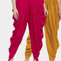 Clora Creation Women  Magenta & Mustard  Pack Of 2 Solid Ankle Length Dhoti Pants-32