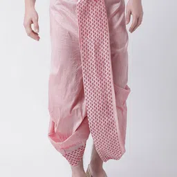 DEYANN Men Peach Printed Silk Dhoti-picture-38