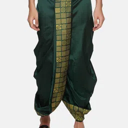 Sethukrishna Men Green Printed Art Silk Dhoti-image-47