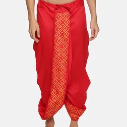 Sethukrishna Men Red Print Dhoti-image-56