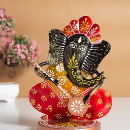 Golden Peacock Red & Yellow Ganesha Idol Showpiece-picture-22