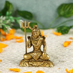 Imli Street Yellow Textured Blessing Small Shiva Brass Idol Showpieces-30