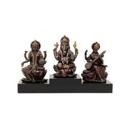 CraftVatika Brown Textured Lakshmi Ganesha Saraswati Idol Showpiece-image-15