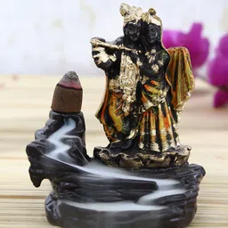 eCraftIndia Black & Golden Krishna & Radha Smoke Fountain with 10 Backflow Cone Showpiece-image-38