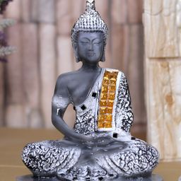 GW CREATIONS Black & White Marble Medium Buddha Idol Showpiece-image-14