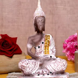 GW CREATIONS Brown & White Buddha Idol Showpiece-image-56