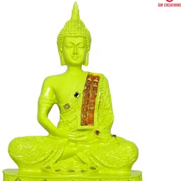 GW CREATIONS Green & Gold-Toned Buddha Idol Showpiece-image-65