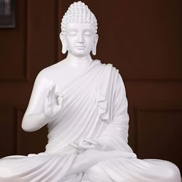 GW CREATIONS White Marble Large Size Meditating Buddha Idol Showpiece-image-5